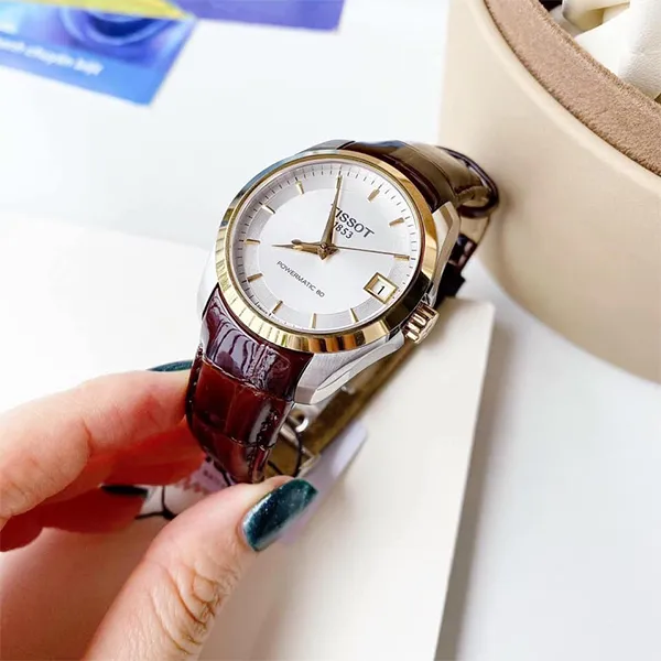 Đồng Hồ Nữ Tissot Couturier Lady Powermatic 80 T035.207.36.031.00 Màu Nâu Vàng