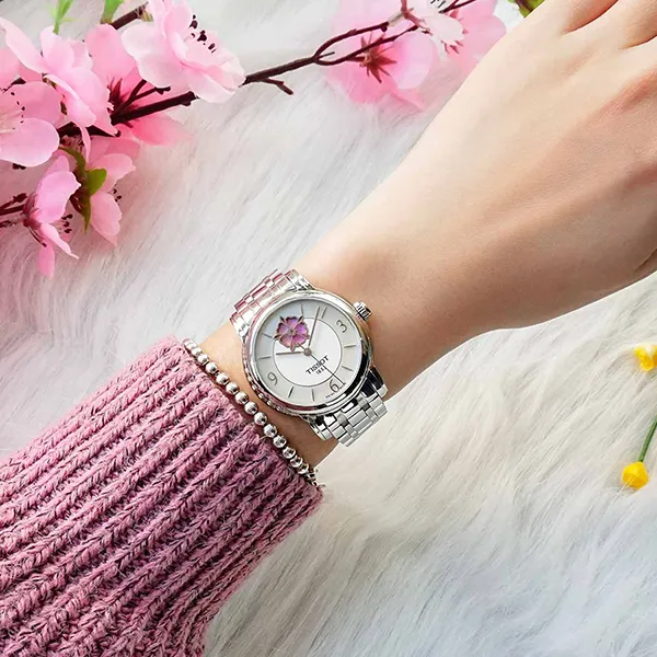 Đồng Hồ Nữ Tissot Lady Heart Flower Powermatic 80 T050.207.11.117.05 Màu Bạc