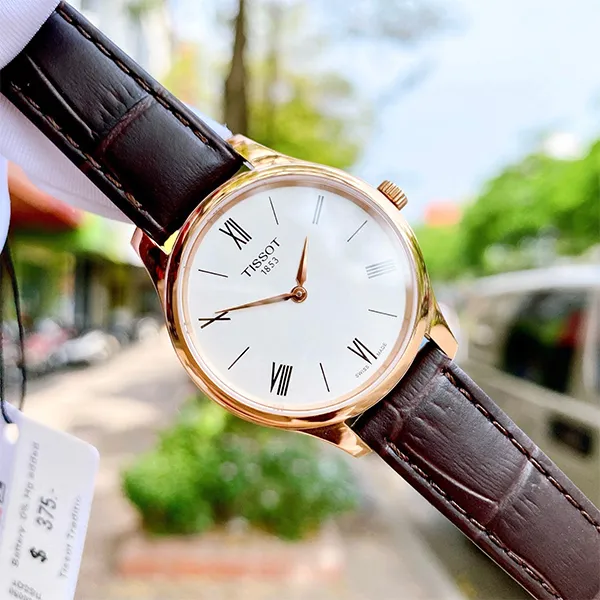Đồng Hồ Nữ Tissot Tradition 5.5 Quartz White Dial T063.209.36.038.00 Màu Nâu Vàng Hồng - Đồng hồ - Vua Hàng Hiệu