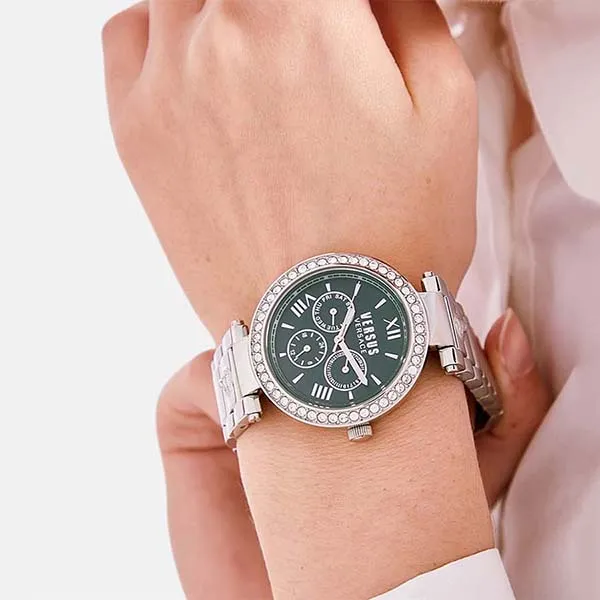Đồng Hồ Nữ Versace Versus Green Dial Watch VSPCA5021 Màu Bạc