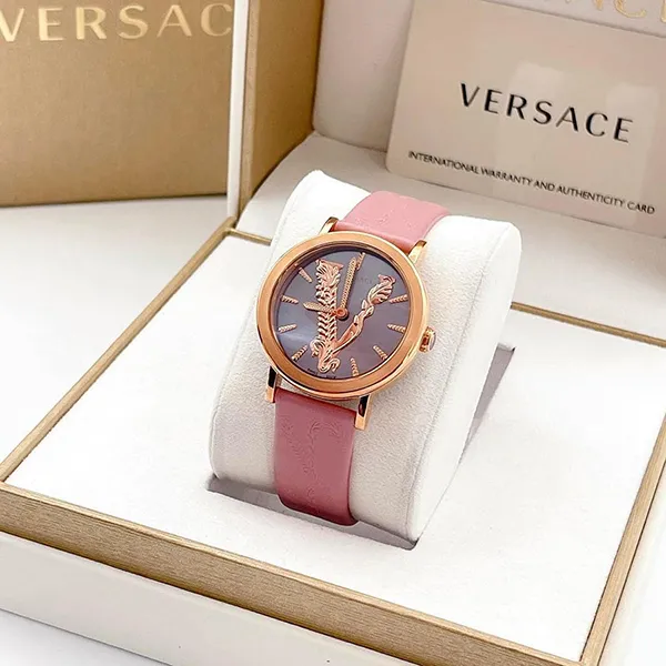 Đồng Hồ Nữ Versace Virtus Pink Leather Strap Watch VEHC00319 Màu Hồng