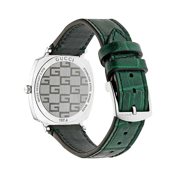 Đồng Hồ Unisex Gucci Grip Quartz Silver Dial Watch YA157404 Màu Xanh Lá