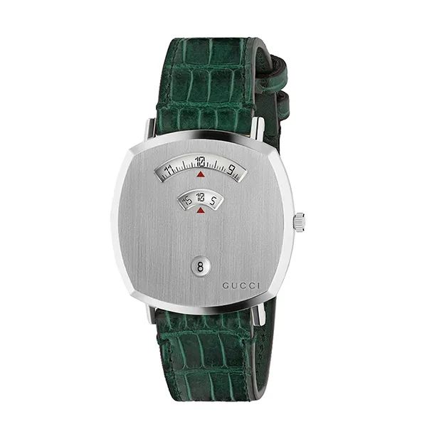 Đồng Hồ Unisex Gucci Grip Quartz Silver Dial Watch YA157404 Màu Xanh Lá
