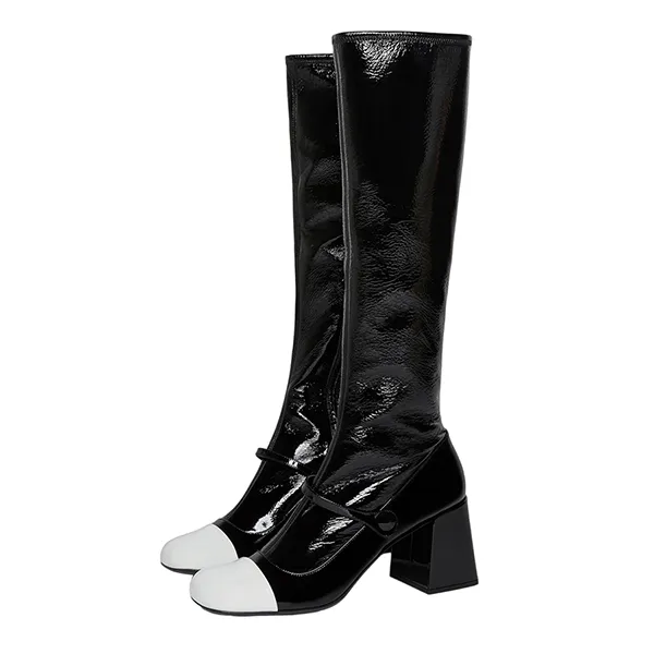 Giày Boot Nữ  Miu Miu Patent leather Boots  Black Màu Đen Size 36.5 - 1