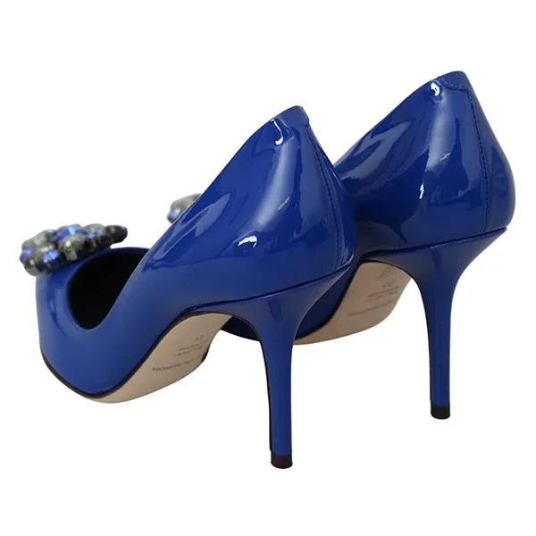Giày Cao Gót Nữ Dolce & Gabbana D&G Blue Leather Crystal Heels Pumps Shoes Màu Xanh Size 37 - Giày - Vua Hàng Hiệu