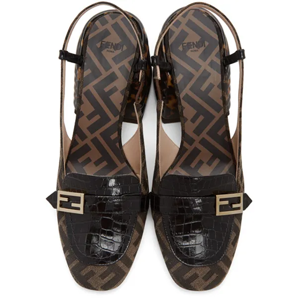 Giày Cao Gót Nữ Fendi Forever Fendi Slingback Heels Màu Nâu Đen Size 36 - Giày - Vua Hàng Hiệu