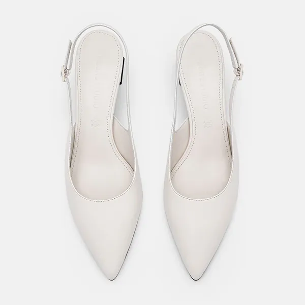 Giày Cao Gót Nữ Pedro Studio Aly Leather Pumps White 26760066 Màu Trắng