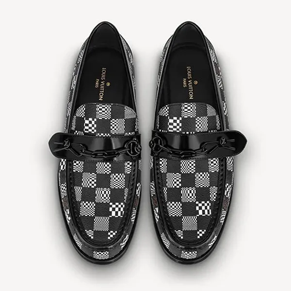 Giày Lười Nam Louis Vuitton LV Loafers Line Black X White 1A8PZV Màu Đen Họa Tiết
