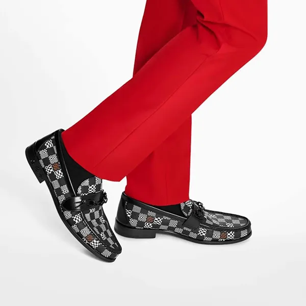 Giày Lười Nam Louis Vuitton LV Loafers Line Black X White 1A8PZV Màu Đen Họa Tiết