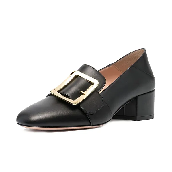 Giày Lười Nữ Bally Janelle Block-Heel Loafers Màu Đen Size 35 - Giày - Vua Hàng Hiệu