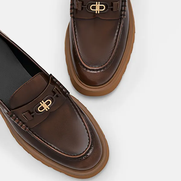 Giày Lười Nữ Pedro Icon Leather Loafers Dark Brown 66600012 Màu Nâu Đậm