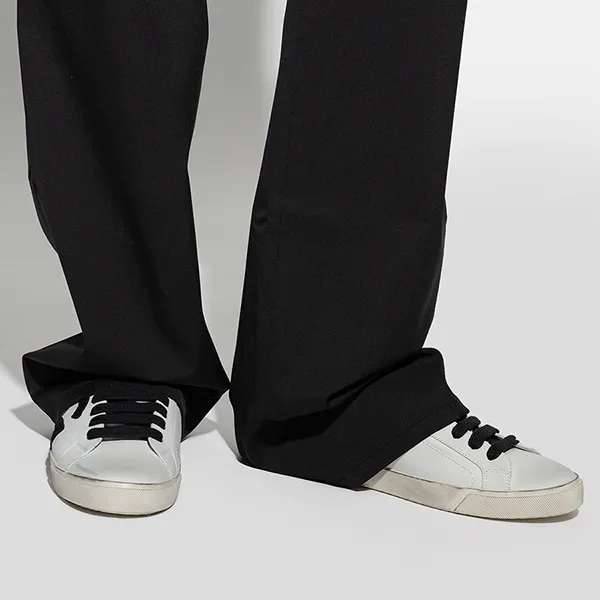 Giày Sneaker Nam Dolce & Gabbana D&G Portofino Vintage White & Silver Leather CS2203 AO326 8I048 Màu Đen Trắng Size 39 - 1