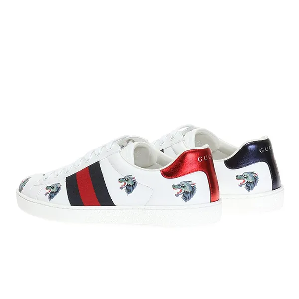 Giày Sneaker Nam Gucci Ace Leather Wolf 386750-0H810-9082 Màu Trắng Size 5.5 - Giày - Vua Hàng Hiệu