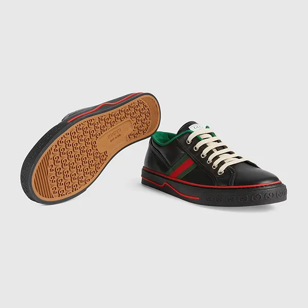 Giày Sneaker Nam Gucci GG Leather Tennis 1977 Màu Đen Size 42