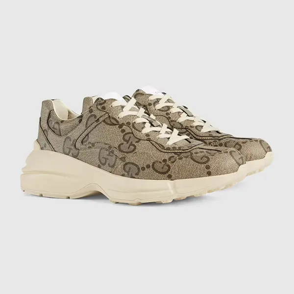Giày Sneaker Nam Gucci Men’s 100 Rhyton ‎680870-UMO00-9742 Màu Mâu Nâu Be