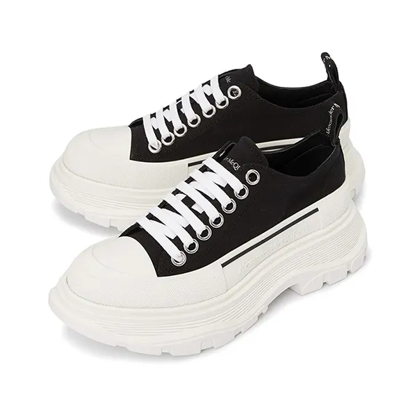 Giày Sneaker Nữ Alexander Mcqueen Tread Slick Lace Up Black White 697072-W4MV2-1070 Màu Đen Trắng