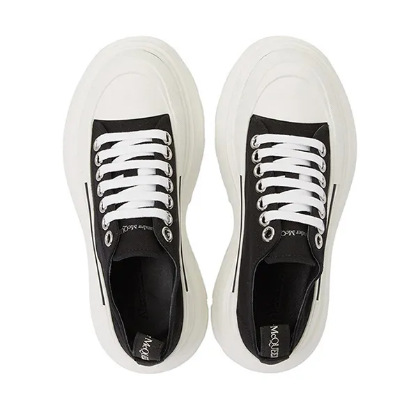 Giày Sneaker Nữ Alexander Mcqueen Tread Slick Lace Up Black White 697072-W4MV2-1070 Màu Đen Trắng