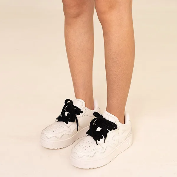 Giày Sneaker Nữ SMFK White Compass Lychee Skate S0016W+ Màu Trắng