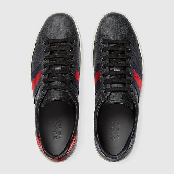 Giày Sneakers Nam Gucci Men's Ace GG Supreme 42944596G501130 Màu Đen Xám Size 5.5