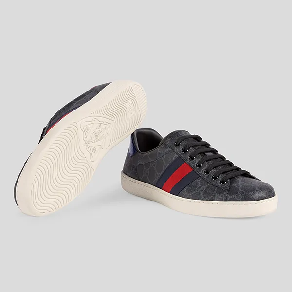 Giày Sneakers Nam Gucci Men's Ace GG Supreme 42944596G501130 Màu Đen Xám Size 5.5