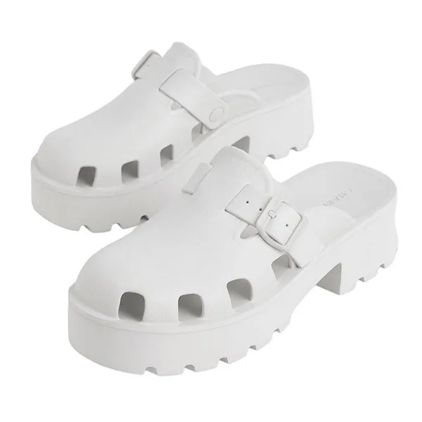 Giày Sục Charles & Keith CNK Mae Buckled Platform Mules - Chalk CK1-71920001 Màu Trắng Size 35 - Giày - Vua Hàng Hiệu
