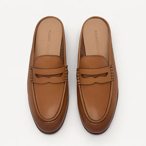 Giày Sục Nữ Pedro Blake Leather Penny Loafer Mules - Camel 66600009 Màu Nâu - Giày - Vua Hàng Hiệu
