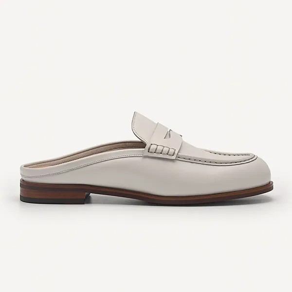 Giày Sục Nữ Pedro Blake Leather Penny Loafer Mules - Chalk 66600009 Màu Trắng
