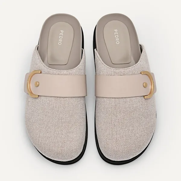 Giày Sục Nữ Pedro Yasmin Fabric Mules Taupe 66380010 Màu Be Xám - Giày - Vua Hàng Hiệu