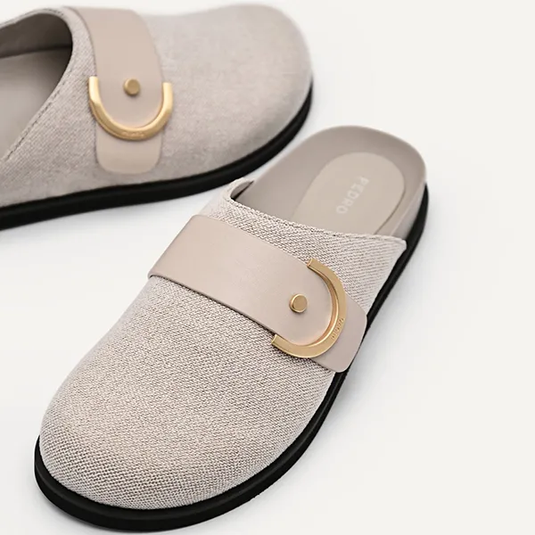 Giày Sục Nữ Pedro Yasmin Fabric Mules Taupe 66380010 Màu Be Xám - Giày - Vua Hàng Hiệu