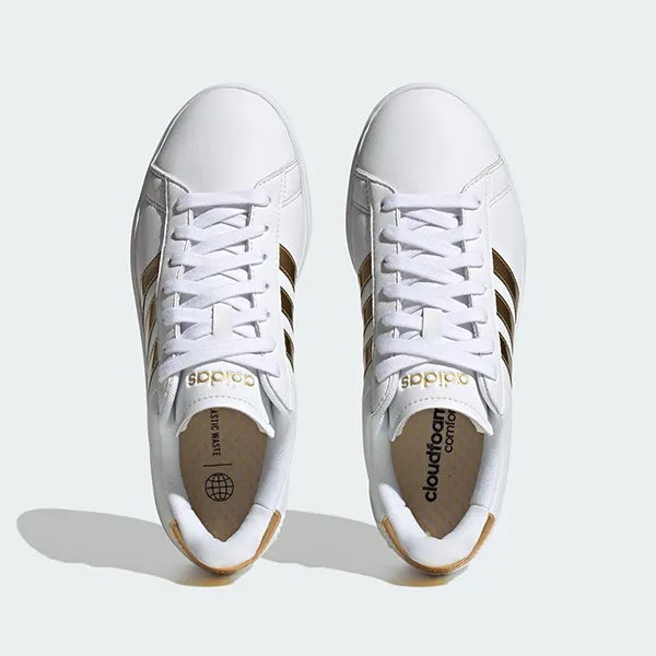 Giày Thể Thao Adidas Grand Court Cloudfoam Lifestyle Court Comfort HP9417 Màu Trắng Vàng Size 38.5