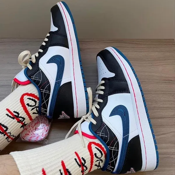 Giày Thể Thao Nike Air Jordan 1 Low Blue Sashiko FV3622-141 Phối Màu Size 42 - Giày - Vua Hàng Hiệu
