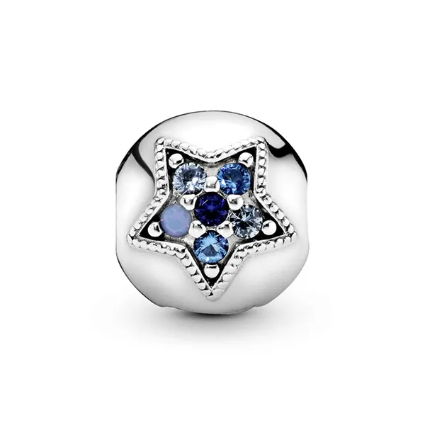 Hạt Vòng Charm Pandora Bright Blue Star Clip 796380NSBMX Màu Xanh Bạc - Trang sức - Vua Hàng Hiệu