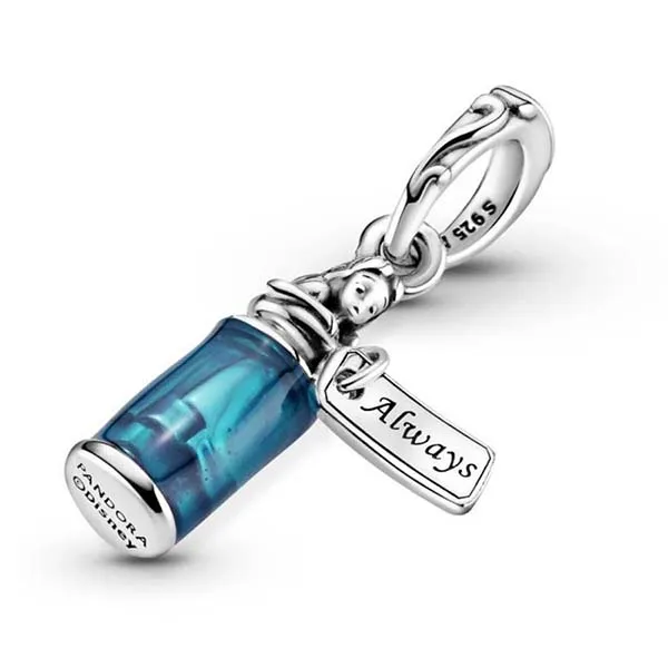 Hạt Vòng Charm Pandora Disney Alice in Wonderland Drink Me Dangle 799334C01 Màu Bạc/Xanh - Trang sức - Vua Hàng Hiệu
