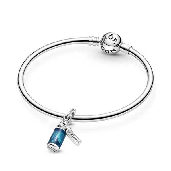 Hạt Vòng Charm Pandora Disney Alice in Wonderland Drink Me Dangle 799334C01 Màu Bạc/Xanh - Trang sức - Vua Hàng Hiệu