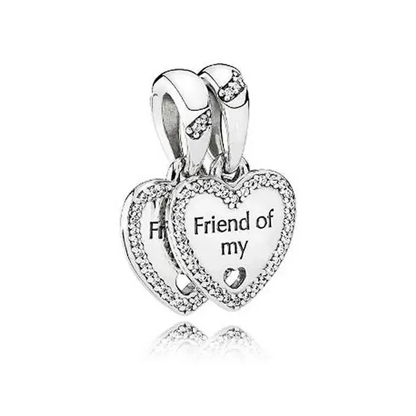 Hạt Vòng Charm Pandora Sterling Silver Hearts Of Friendship Dangle 792147CZ Màu Bạc - 3