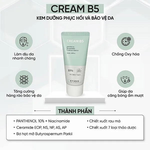 Kem Hỗ Trợ Hỗ Trợ Phục Hồi Và Bảo Vệ Da Kyunglab Cream B5 50ml - Mỹ phẩm - Vua Hàng Hiệu