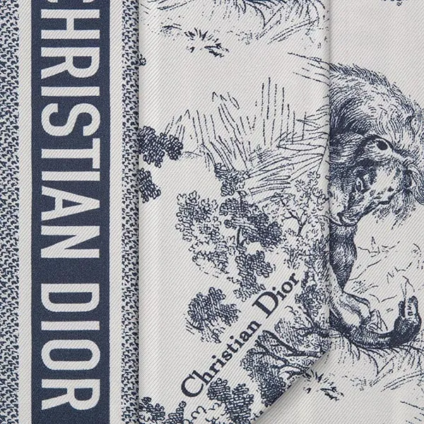 Khăn Nữ Dior Twilly Christian Dior Toile De Jouy Sauvage 90 Square Scarf Silk Màu Xanh Trắng
