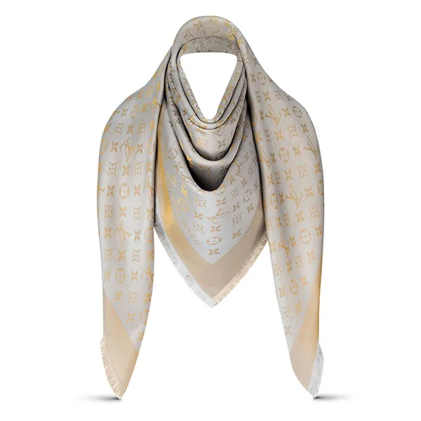 Khăn Quàng Cổ Louis Vuitton LV Monogram Shine Shawl Màu Bạc Nhũ Vàng - Thời trang - Vua Hàng Hiệu