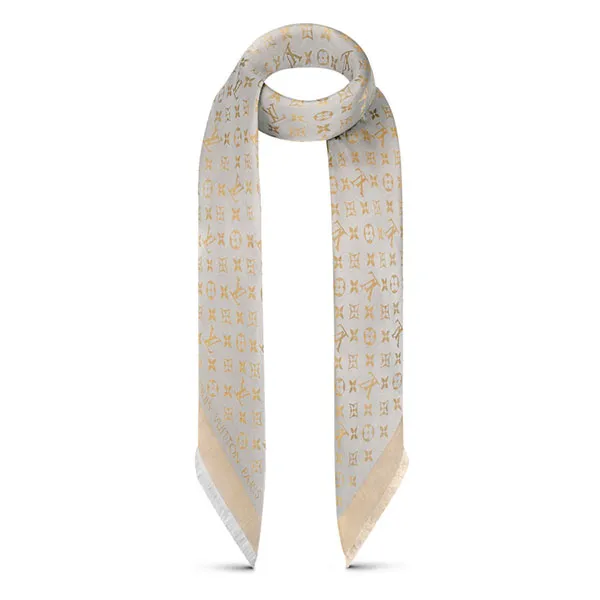 Khăn Quàng Cổ Louis Vuitton LV Monogram Shine Shawl Màu Bạc Nhũ Vàng - Thời trang - Vua Hàng Hiệu
