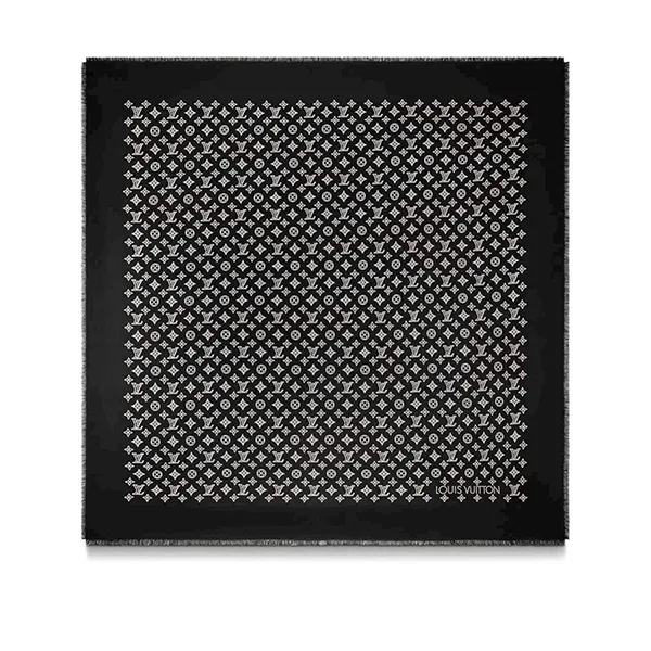Khăn Quàng Cổ Nữ Louis Vuitton LV M77896 Mahina Flight Mode Printed Shawl Màu Đen Họa Tiết