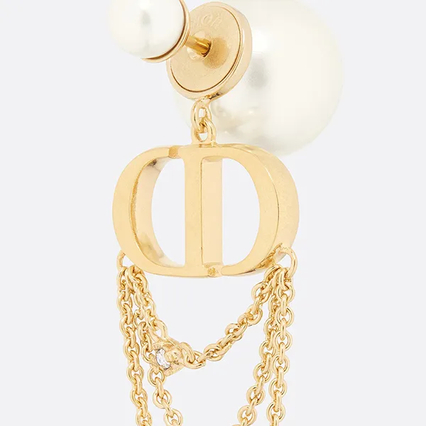 Khuyên Tai Nữ Dior Gold With CD Logo E2422WOMCY D03S Màu Vàng Trắng - 3