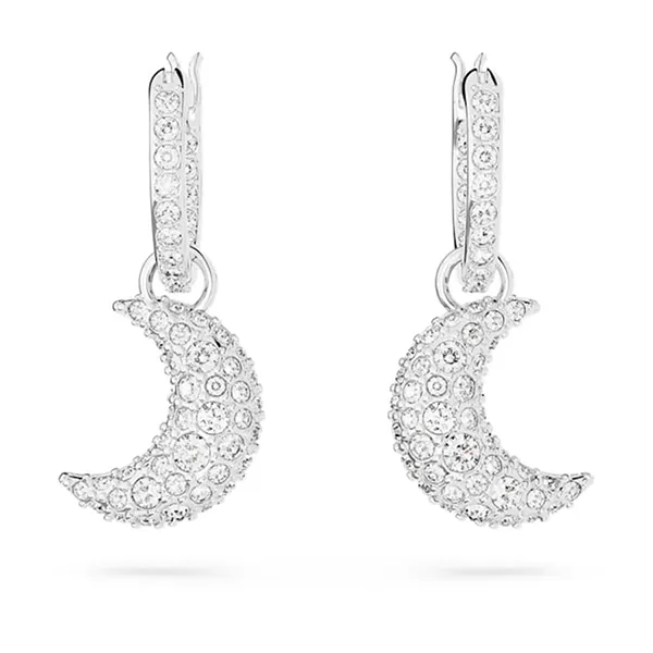 Khuyên Tai Nữ Swarovski Luna Drop, Moon, White, Rhodium Plated 5666157 Màu Bạc Thanh Lịch