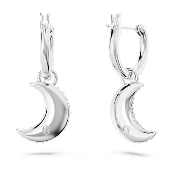 Khuyên Tai Nữ Swarovski Luna Drop, Moon, White, Rhodium Plated 5666157 Màu Bạc Thanh Lịch