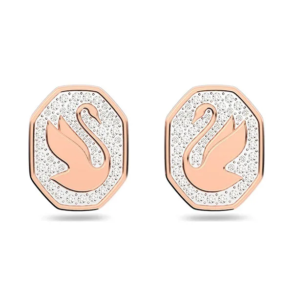 Khuyên Tai Nữ Swarovski Signum Stud Earringsoctagon Shape, Swan, White, Rose Gold-Tone Plated 5621105 Màu Vàng Hồng