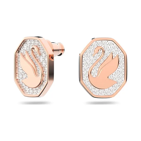 Khuyên Tai Nữ Swarovski Signum Stud Earringsoctagon Shape, Swan, White, Rose Gold-Tone Plated 5621105 Màu Vàng Hồng