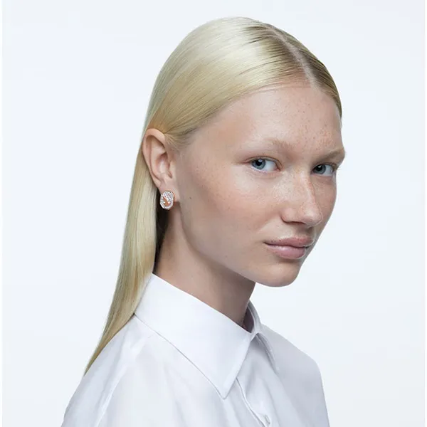 Khuyên Tai Nữ Swarovski Signum Stud Earringsoctagon Shape, Swan, White, Rose Gold-Tone Plated 5621105 Màu Vàng Hồng