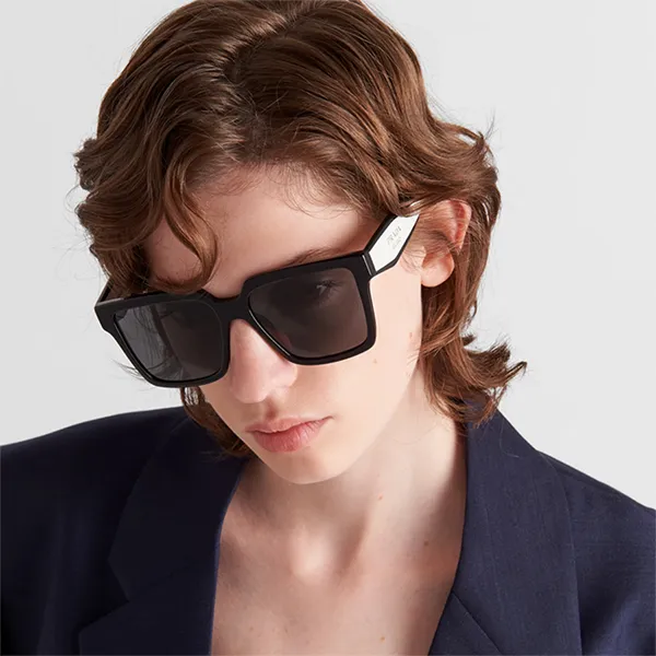 Kính Mát Unisex Prada Sunglasses PR24ZSF-1AB5S0 57 Màu Đen Trắng