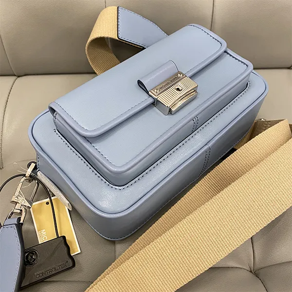 Túi Đeo Chéo Nữ Michael Kors MK Bradshaw Medium Pocket Camera Xbody Leather 32F1S2BC2L Màu Xanh Da Trời - Túi xách - Vua Hàng Hiệu