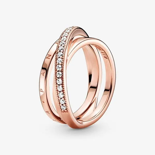 Nhẫn Pandora Crossover Pavé Triple Band Ring Màu Vàng Hồng Size 48 - Trang sức - Vua Hàng Hiệu