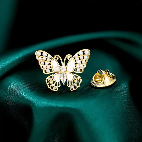 Pin Cài Áo Nữ Meri Butterfly BR578 Màu Vàng